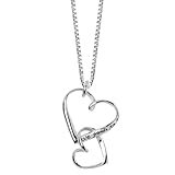 Sterling Silver "True Friends Are Joined At The Heart" Double Heart Pendant, 18"