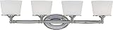 Tucson - 4 Light Bathroom Vanity Lighting Fixture - Polished Chrome - White Opal Oval Shaped Glass - B4706