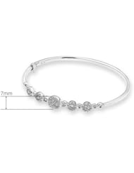 (X1000Diamond) 18K/750 White Gold Cluster & Bezel Setting Diamond Accent Bangle (Perimeter 55mm, 0.72ct, G-H Color, VS2-SI1 Clarity)