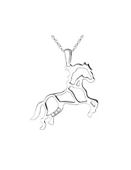 Diamond Lucky Horse Pendant Necklace in Sterling Silver with Chain