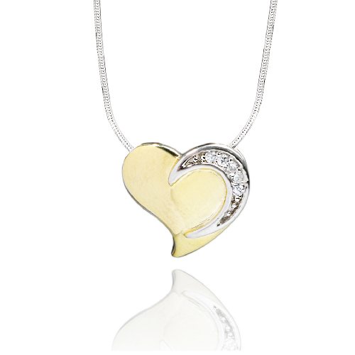 31BZp82UORL Olive N Figs Sterling Silver Yellow Gold Plated Heart Pendant Necklace wih 18 Sterling Silver Chain
