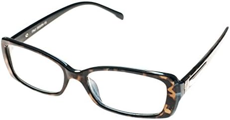 Kyara Eyewear Womens High Fashion Two Color Tone Rectangular Gold Arm Decor Reader Glasses Tortoise/Blue +1.50