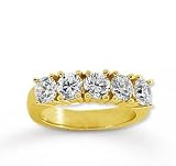 18k Yellow Gold 5 Stone 1 1/2Ct Diamond Anniversary Band