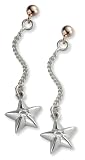 Sterling Silver & 9ct Rose Gold Ladies Star Earrings