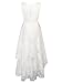 Persun Women's White Floral Print Gauze Panel Multi Layer Sleeveless Hi-lo Dress