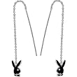 Playboy BLACK RABBIT HEAD and RHINESTONE Eye THREAD Earrings