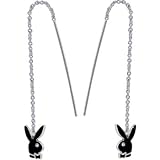 Playboy BLACK RABBIT HEAD and RHINESTONE Eye THREAD Earrings