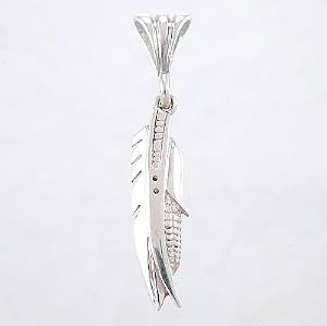 Ray Tracey, Navajo Small Sword, Eagle Feather and Corn Pendant in Sterling Silver, #8619