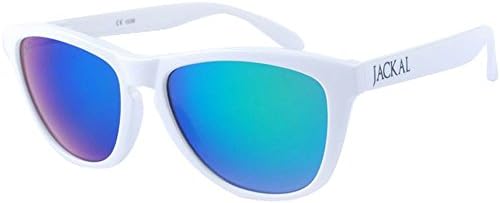 Jackal Sunglasses - TRICKLE JS048 (Premium White Frame : Green-Blue Mirror Lens) UV400 The Best Protection