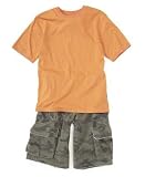 Greendog Boys Solid Jersey Split Tee and Twill Cargo Short