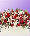 Rose and Lily Casket Arrangement