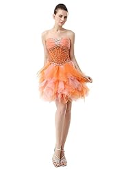 Short Organza/Satin Sweetheart Sequined  Crystal Crystals Beaded Homecoming Dress  With Ruffles