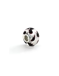 Silver Leopard Murano Glass Charm for 3mm Charm Bracelets
