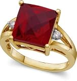 Checkerboard Cut Created Ruby and Diamond Ring