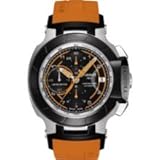 Tissot T-Race Black Dial Automatic Chronograph Orange Rubber Mens Watch T048427