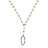 Gold Plated Sterling Silver Peridot with Green Amethyst Drop Dangle Necklace, 17"