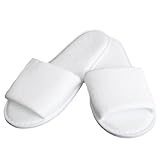 Open Toe Towelling Spa Slippers, White, One Size