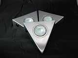 3er Set Edelstahl Dreieckleuchte mit Touchschalter je 20W