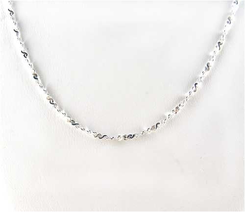 Sterling Silver Sparkling Italian Twist Serpentine Chain, 16"