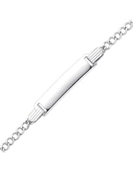 14K White Gold 2.5mm Baby ID Concave Curb Bracelet with Lobster Claw Clasp - 6"Inches