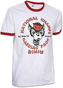 Buy NCAA Vintage 1983 North Carolina State Wolfpack Basketball National Champions Ringer Tee Shirt by Champions Again