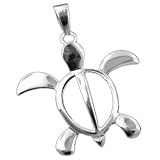 Sterling Silver Large Honu Turtle Petroglyph Pendant--Hawaiian Silver Jewelry