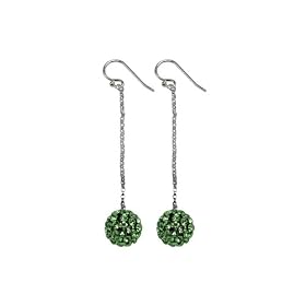 Sterling Silver Peridot Swarovski Crystal Fireball Linear Earrings