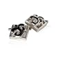 Sterling Silver Chain Cufflinks with Black Fleur De Lis Design with Gift Box