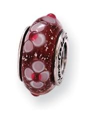 Red Floral Glass Charm for 3mm Charm Bracelets