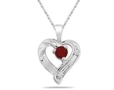 Ruby and 3 Stone Diamond Heart Pendant 14kt White Gold