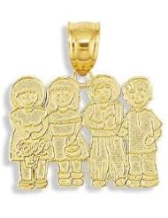 14k Yellow Gold Best Friends Children Boy Girl Pendant