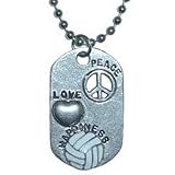 Gem Sports Dog Tag Volleyball Pendant On Ball Chain Necklace