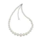 White Colored Pearl Graduated Necklace with Silver Colored Clasp and Extension