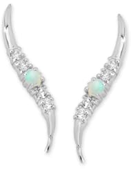 The Ear Pin Accented by Cubic Zirconia Graceful Sterling Silver Earrings
