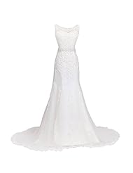 Scoop Neck Applique Beaded Lace Mermaid  Dress With a Sash 