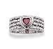 Jewelry : Heart Shaped Genuine Garnet Rhodium Plated Wide Sterling Silver Ring (Size 6,7,8,9)