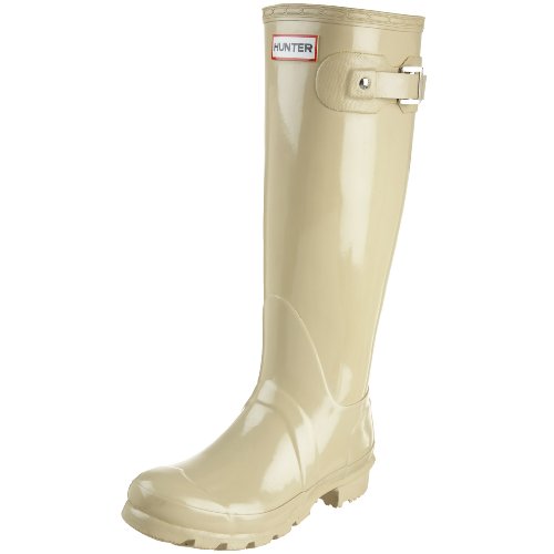 Hunter Women's Original Tall Welly Gloss Rubber Boot,Beige,8 UK (US Women's 10 M)