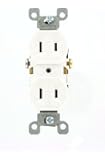 Leviton 223-W 15 Amp, 125 Volt, Duplex Receptacle, Residential Grade, Non-Grounded, White