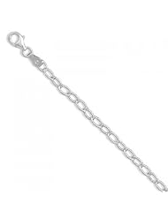MMA Silver - 16 inch Oval Diamond Cut Link Necklace