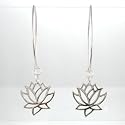 Cut Out Design Lotus Flower Dangle Earring in Sterling Silver, #8373