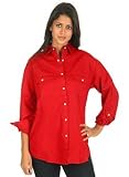 Womens Snap-Front Twill Cotton Shirt w/ Chest Pockets