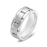 14k White Gold Men's Wedding Band,8.5mm
