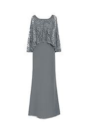 Chiffon Scoop Neck Lace Mother-of-the-Bride Dress 