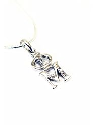 Phi Mu Sterling Silver Lavaliere set with Lab-Created Diamonds
