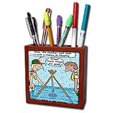 Rich Diesslins Funny KNOTS Scouting Cartoons - Weather Rock - Chance of Flooding - Tile Pen Holders-5 inch tile pen holder