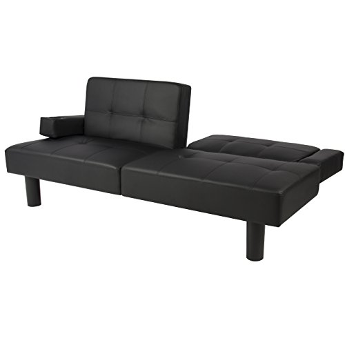 Best Choice Products Leather Faux Fold Down Futon Lounge