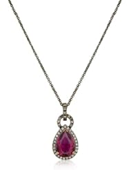 Antique Bronze Fuchsia CZ Pendant