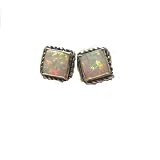 Stunning Opal and Sterling Silver Earrings in Square Shape