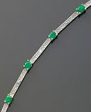 18k Gold Over Sterling Silver Emerald & Diamond Accent Bracelet