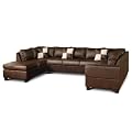 Bobkona 3-Piece Santiago Grande Sectional Sofa Set with Arm Chaise Reversible, Walnut Color (7-seat)